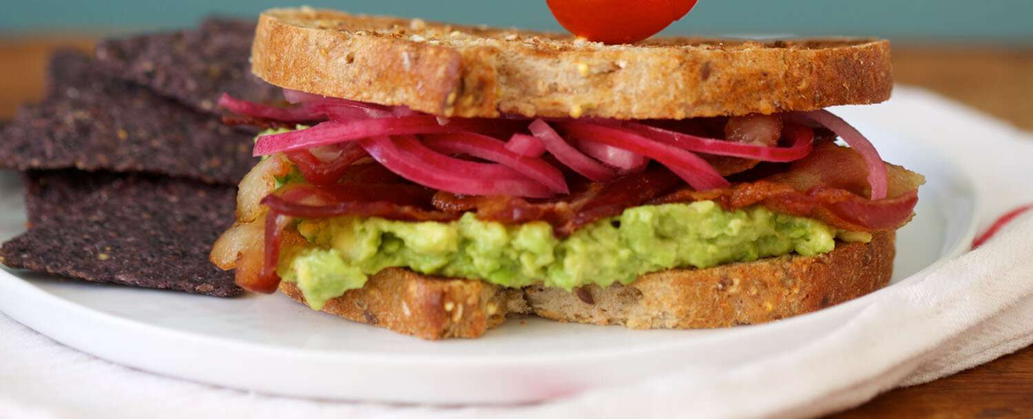 Bacon And Avocado Sandwich With Pickled Onions